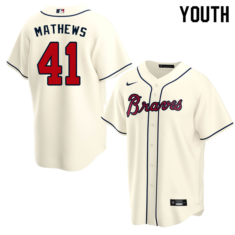 Nike Youth #41 Eddie Mathews Atlanta Braves Baseball Jerseys Sale-Cream